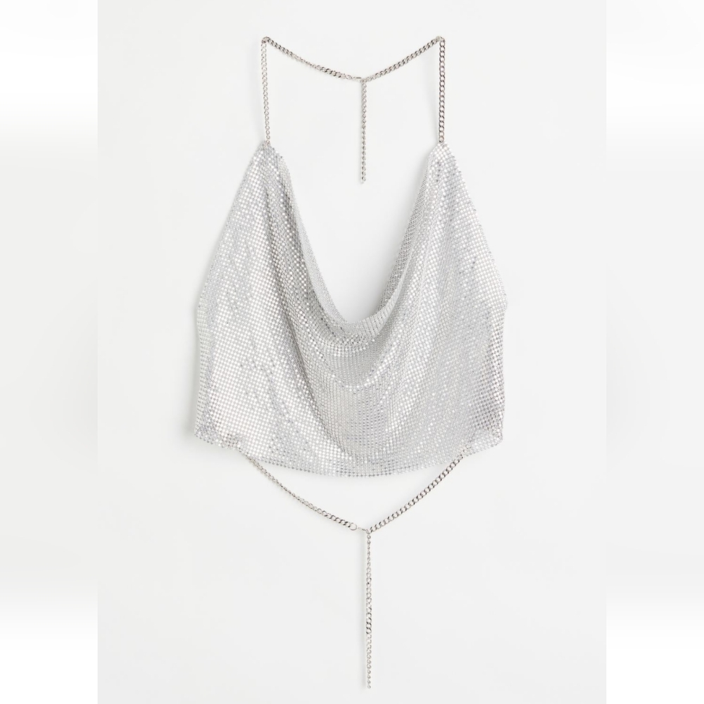 Metallic Silver Chain Top XXL NWT